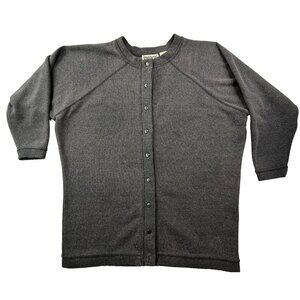 Forenza Cardigan Sweater Womens Medium Gray Button Front Knit Preppy Retro 80s